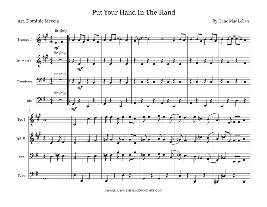 Put Your Hand In The Hand (arr. Dominic Meccia)