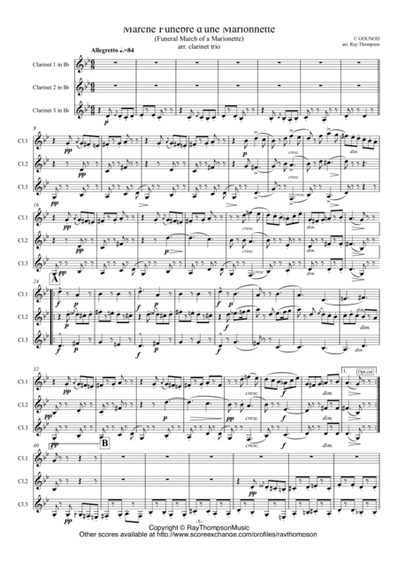 Gounod: Funeral March of a Marionette (Marche Funèbre d’une Marionette)”Hitchcock” - clarinet trio (arr. Ray Thompson)
