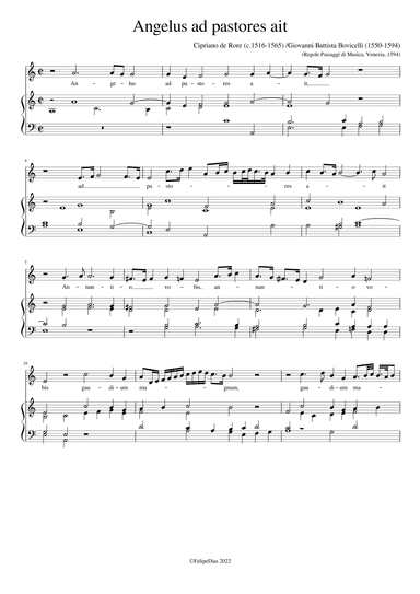 Angelus ad pastores ait (with diminutions by Bovicelli) (arr. Early Music Scores)
