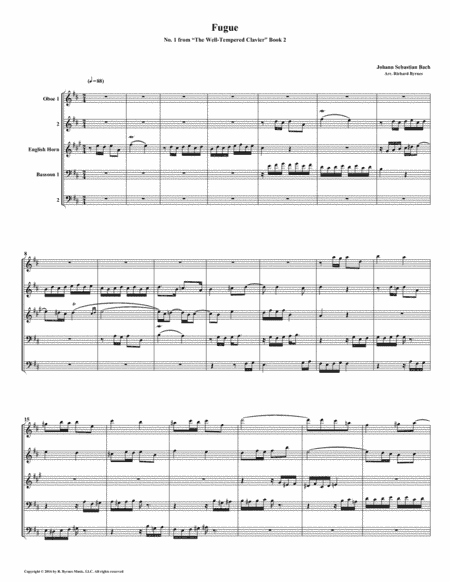 Fugue 01 from Well-Tempered Clavier, Book 2 (Double Reed Quintet) (arr. Richard Byrnes)