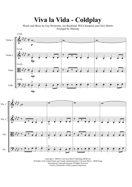 Viva La Vida (arr. Marmpy)