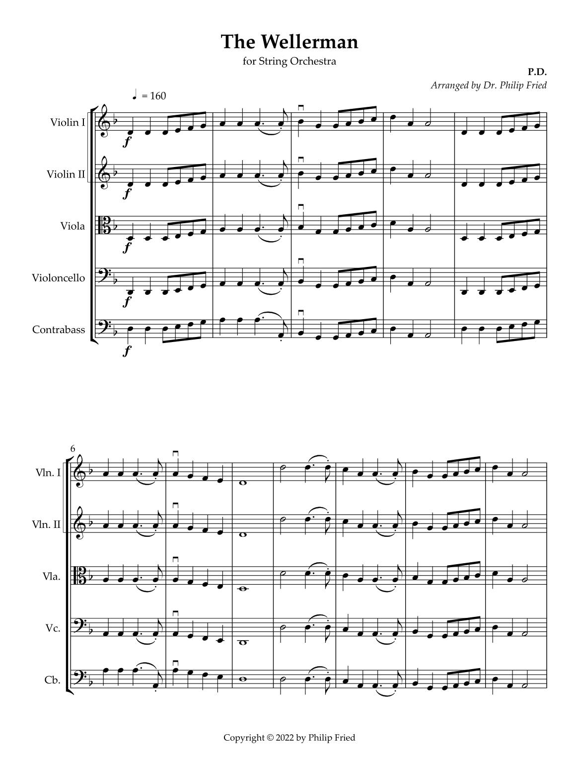 The Wellerman for easy string Orchestra with optional solos (arr. Dr. Philip Fried)