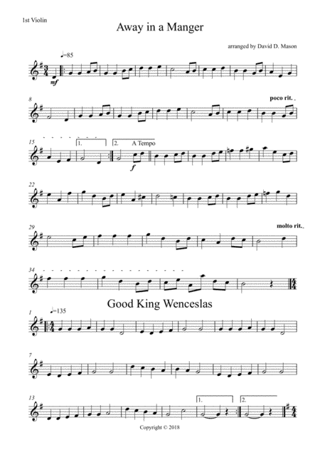 10 Christmas Carols for two violins and Piano (arr. David D. Mason)
