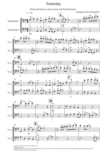 Yesterday (arr. David Burndrett)