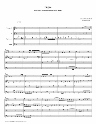 Fugue 13 from Well-Tempered Clavier, Book 2 (Brass Quartet) (arr. Richard Byrnes)