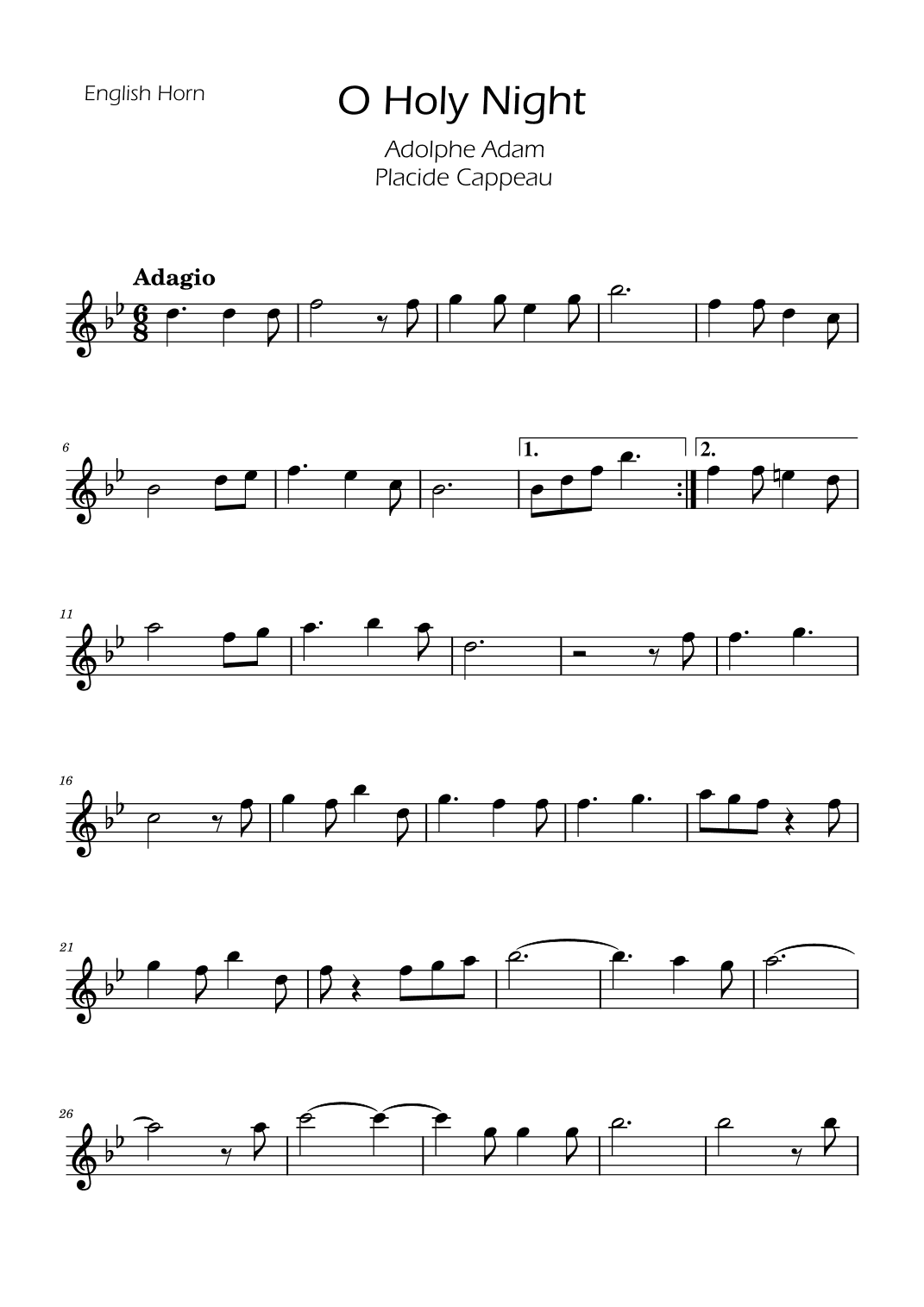 O Holy Night - English Horn Solo w/ Piano (arr. Ygor Nunes)