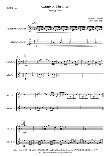 Game Of Thrones (arr. Fabio Britto)