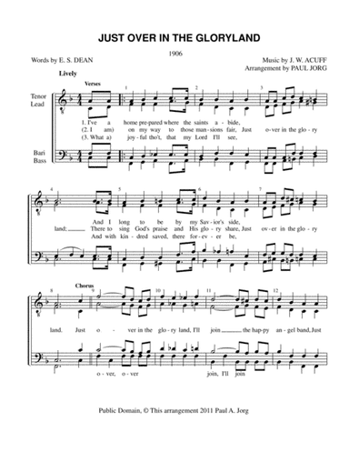 JUST OVER IN THE GLORYLAND (arr. Paul A. Jorg)