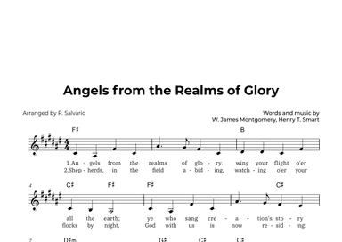 Angels from the Realms of Glory (Key of F-Sharp Major) (arr. R. Salvario)