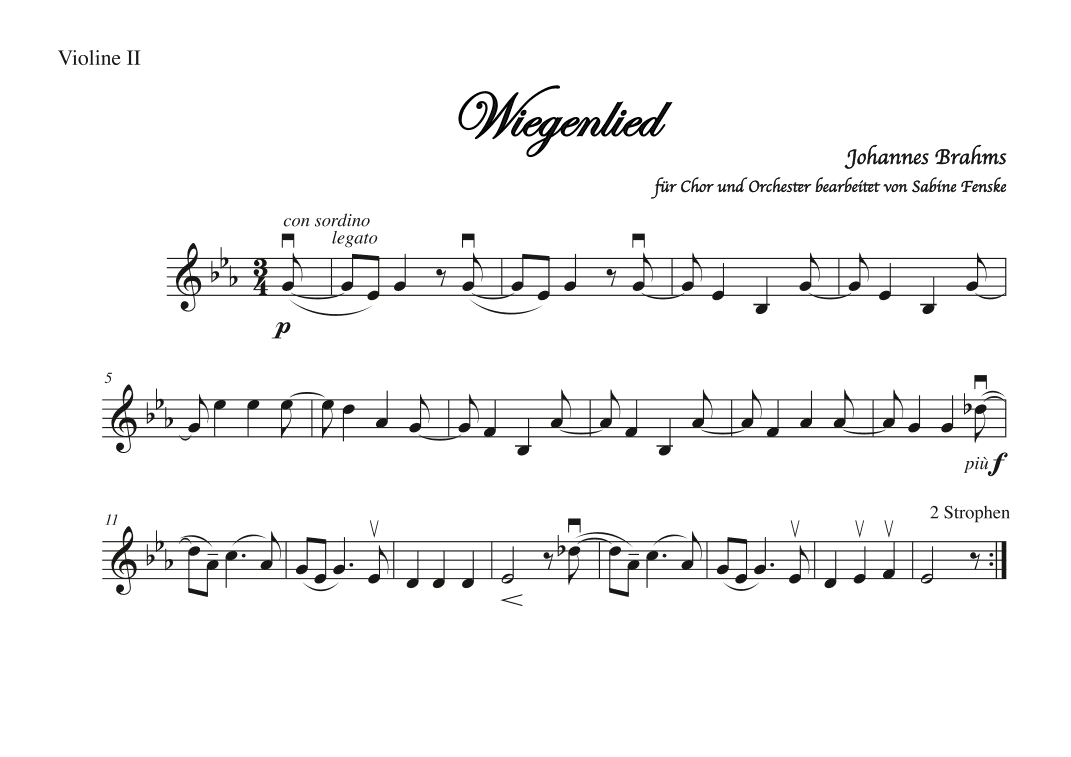 Brahms Wiegenlied/ Lullabye (Guten Abend, gut' Nacht) (arr. Sabine Fenske)