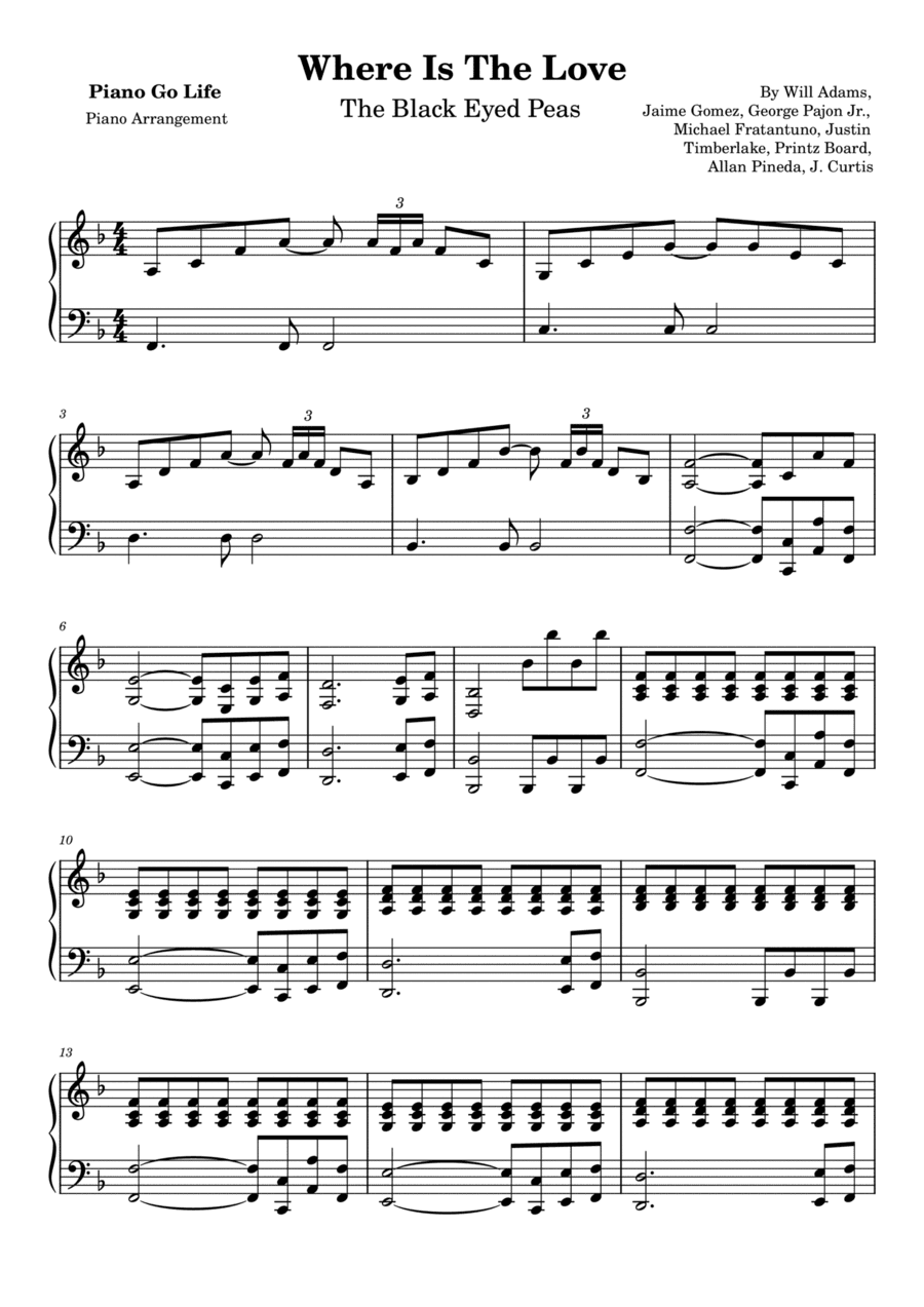 Where Is The Love (arr. Piano Go Life)