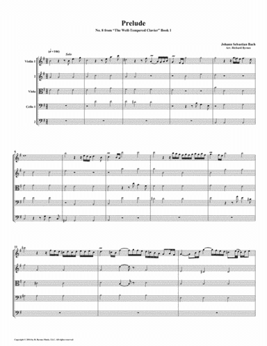 Prelude 08 from Well-Tempered Clavier, Book 1 (String Quintet) (arr. Richard Byrnes)