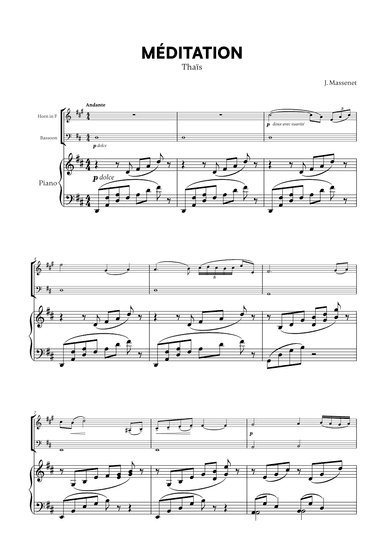 Jules Massenet - Thai¨s Meditation (for French Horn, Bassoon and Piano) (arr. Cadenza Editions)