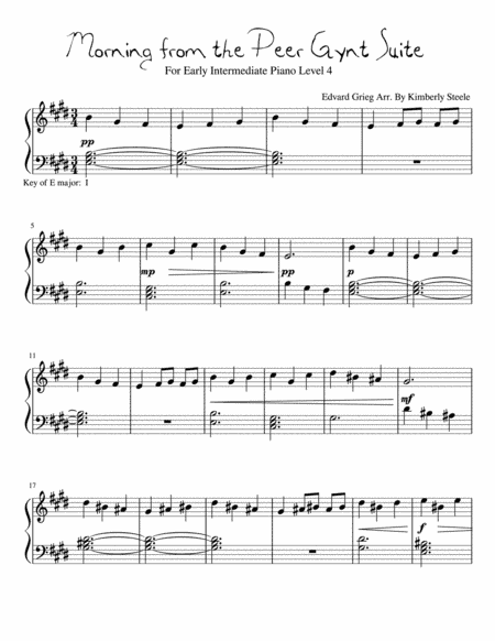 Best Recital: Morning From the Peer Gynt Suite for Early Intermediate Piano Level 4 (arr. Kimberly Steele)