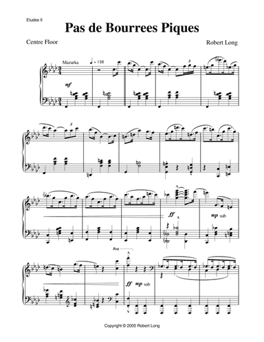 Ballet Piano Sheet Music: Pas de Bourrees Piques from Etudes II