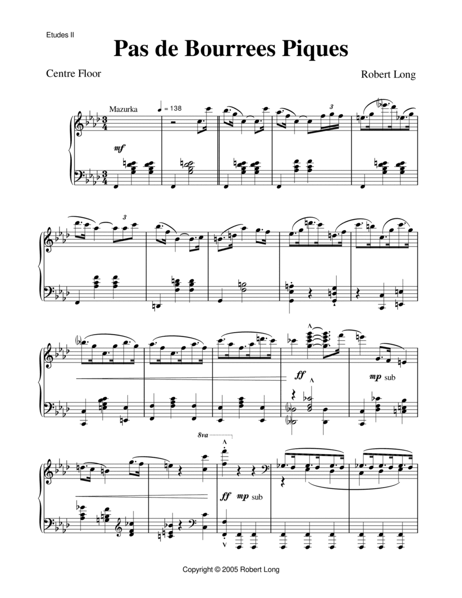 Ballet Piano Sheet Music: Pas de Bourrees Piques from Etudes II