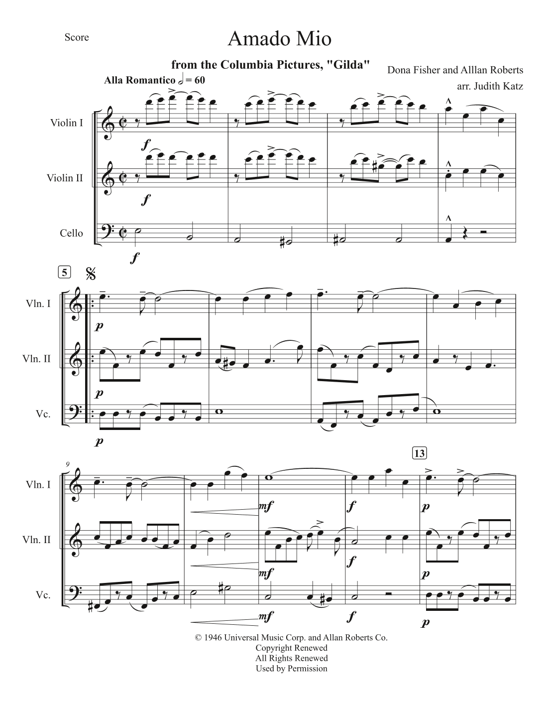 Amado Mio (arr. Judith Katz)