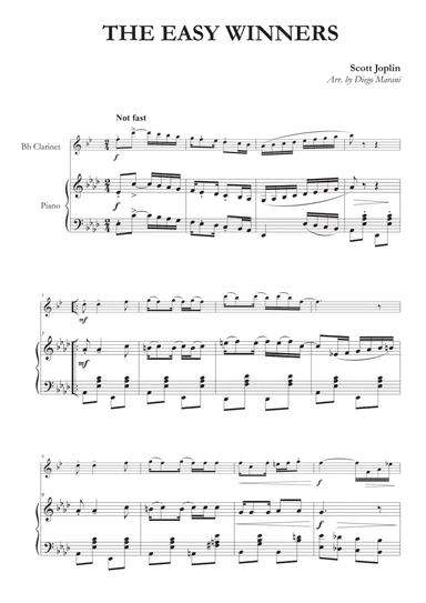 The Easy Winners for Clarinet and Piano (arr. Diego Marani)