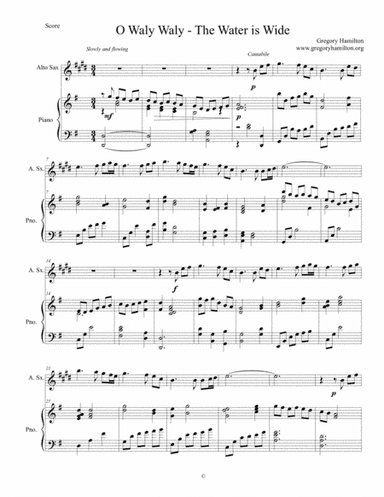 O Waly Waly - The Water is Wide for Alto Sax and Piano