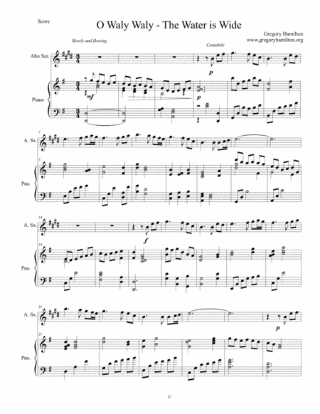 O Waly Waly - The Water is Wide for Alto Sax and Piano
