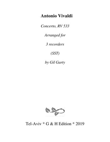Concerto, RV 533 (arrangement for 3 recorders (SST) (arr. Gil Garty)