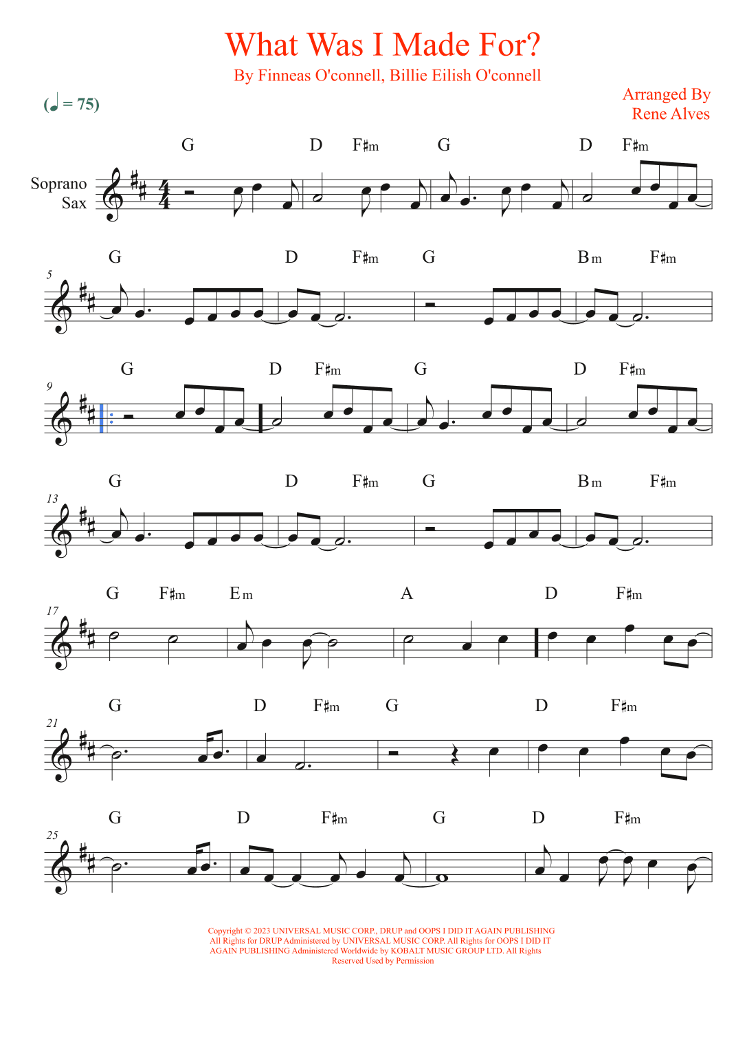 What Was I Made For? (arr. Rene Alves)