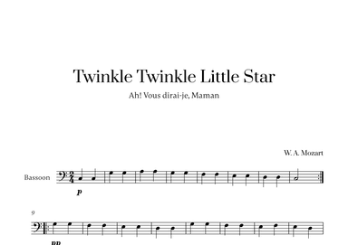 W. A. Mozart - Twinkle Twinkle Little Star for Bassoon Solo (arr. Cadenza Editions)