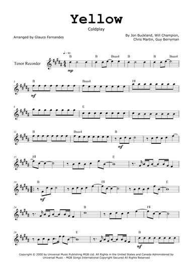 Yellow (arr. Glauco Fernandes)
