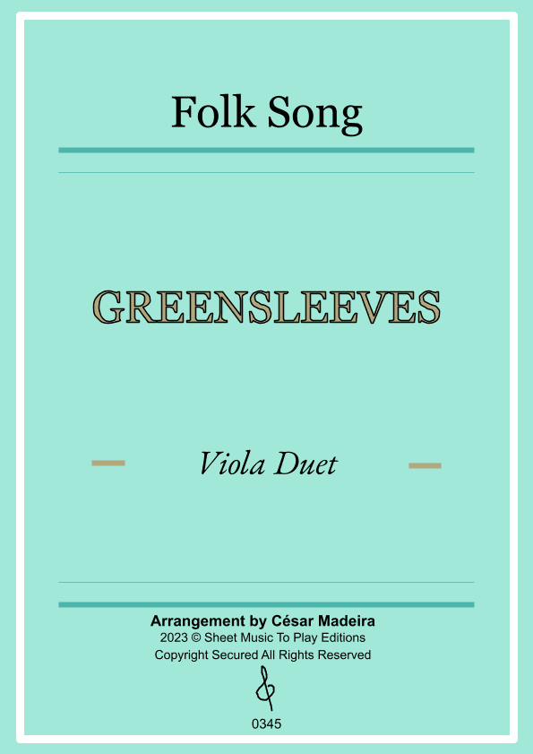 Greensleeves - Viola Duet - W/Chords (Full Score and Parts) (arr. César Madeira)