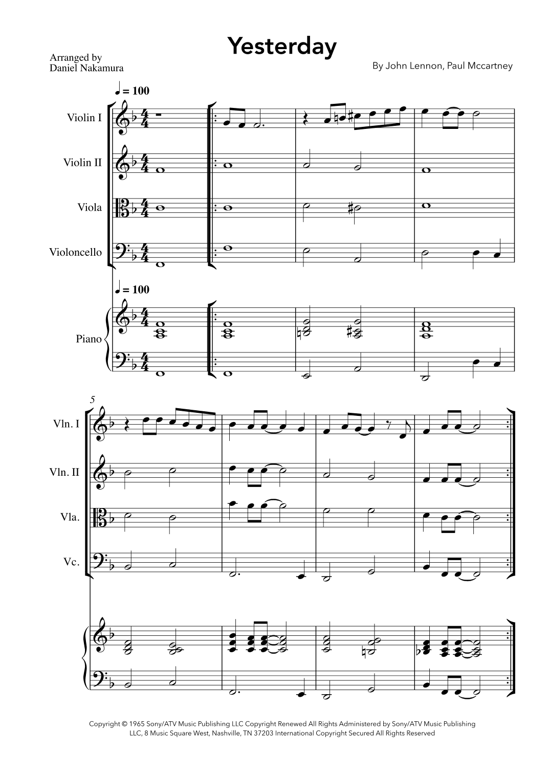 Yesterday (arr. Daniel Nakamura)