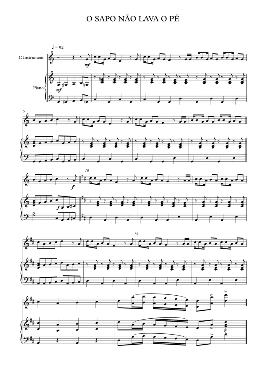 O SAPO NÃO LAVA O PÉ (arr. Gerson Serafim)