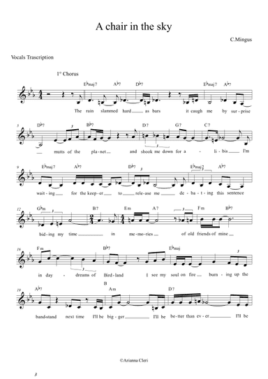 A Chair in the Sky - vocals trascription