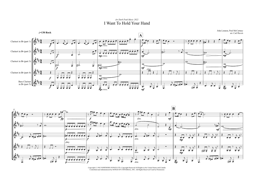 I Want To Hold Your Hand (arr. Carl Raven)