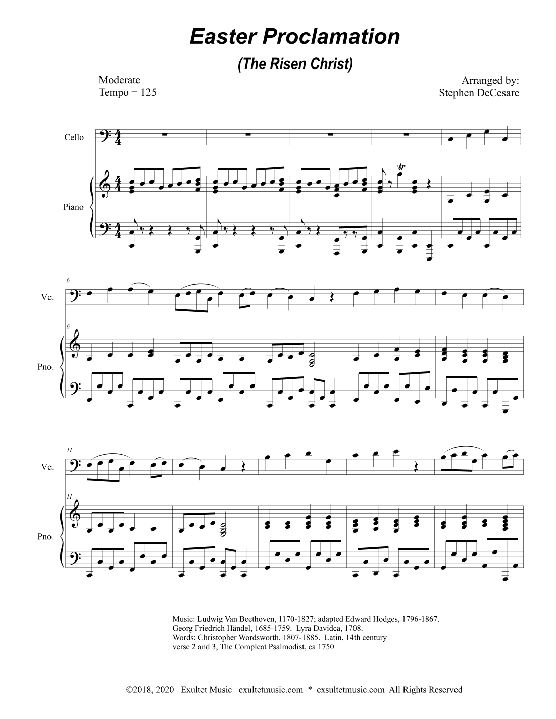 Easter Proclamation (The Risen Christ) (Cello solo and Piano) (arr. Stephen DeCesare)