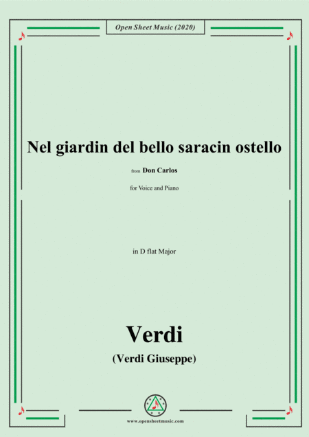 Verdi-Nel giardin del bello saracin ostello,in D flat Major,for Voice and Piano (arr. MSM)