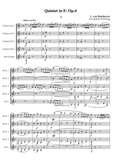 Quintet in Eb Op.4 mvmt.1 - Beethoven (Clarinet Quintet) (arr. Rotem Weinberg)