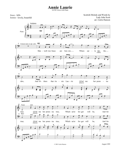 Annie Laurie (SATB) (arr. Curtis Hanson)