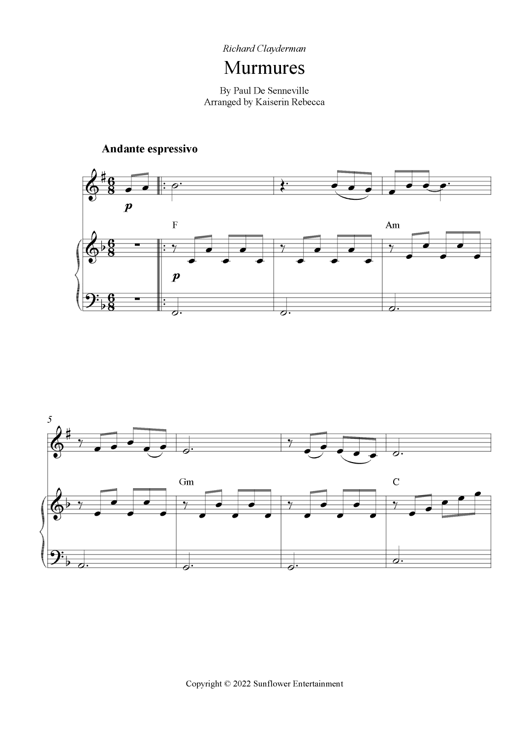 Murmures (arr. Kaiserin Rebecca)