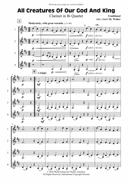 All Creatures Of Our God And King (arr. Gert Th. Walter)