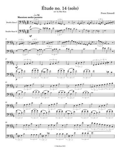 Franz Simandl Étude no. 14 in B Major (Maestoso molto pesante) for Two Double Basses (arr. M. Kim)