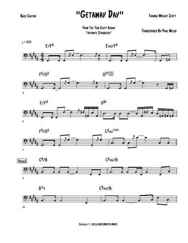 Getaway Day (intimate Strangers) (arr. P Welsh)