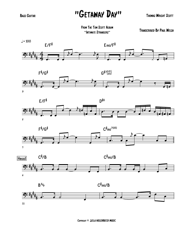 Getaway Day (intimate Strangers) (arr. P Welsh)