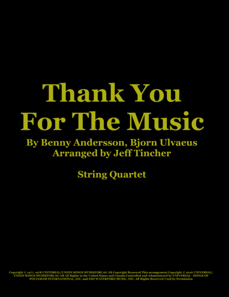 Thank You For The Music (arr. Jeff Tincher)