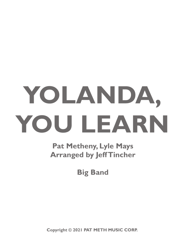 Yolanda, You Learn (arr. Jeff Tincher)