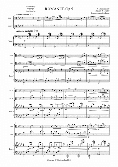 Tchaikovsky - Romance Op.5 - 2 Violas & Piano (arr. Tim TK Murray)