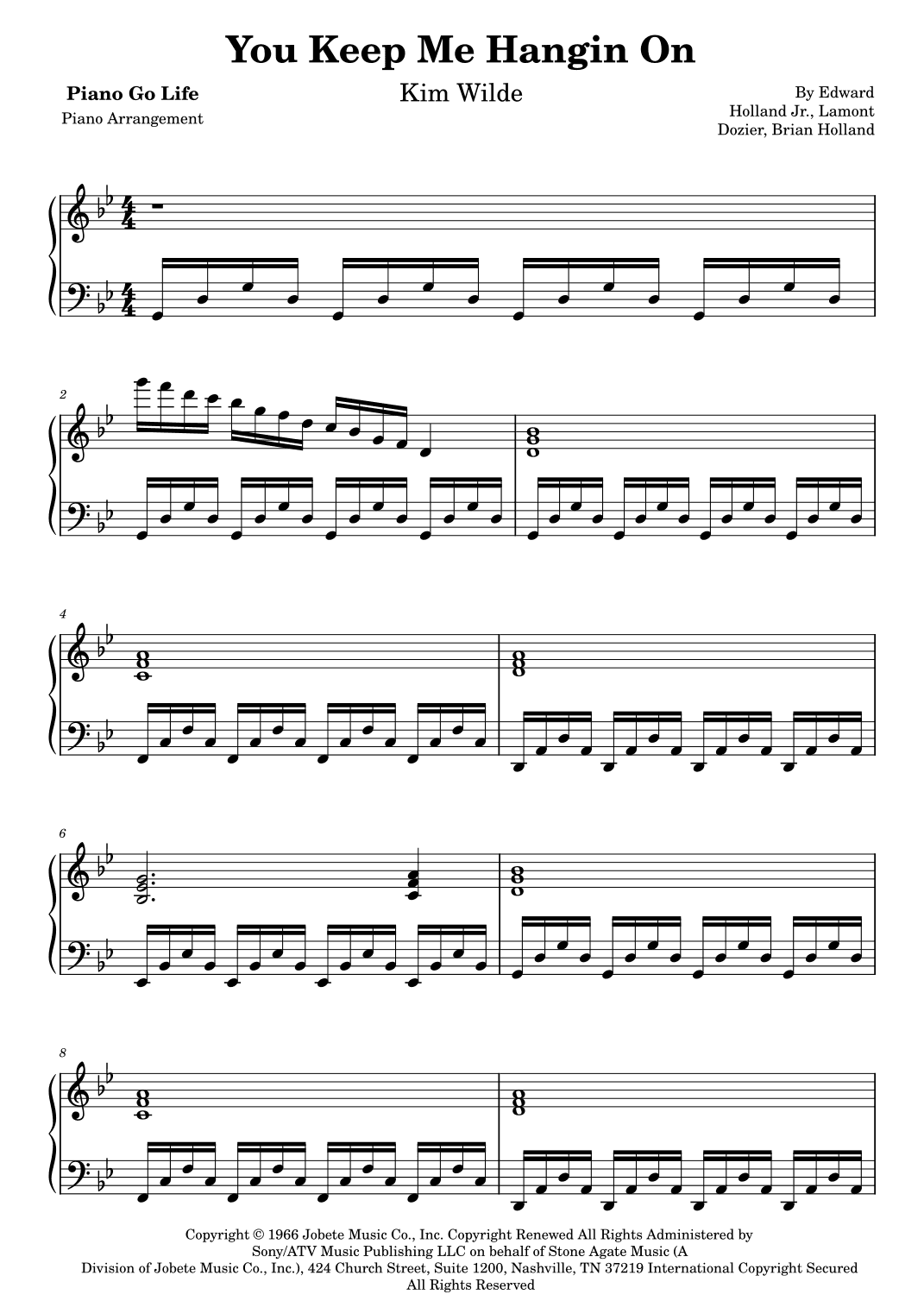 You Keep Me Hangin' On (arr. Piano Go Life)