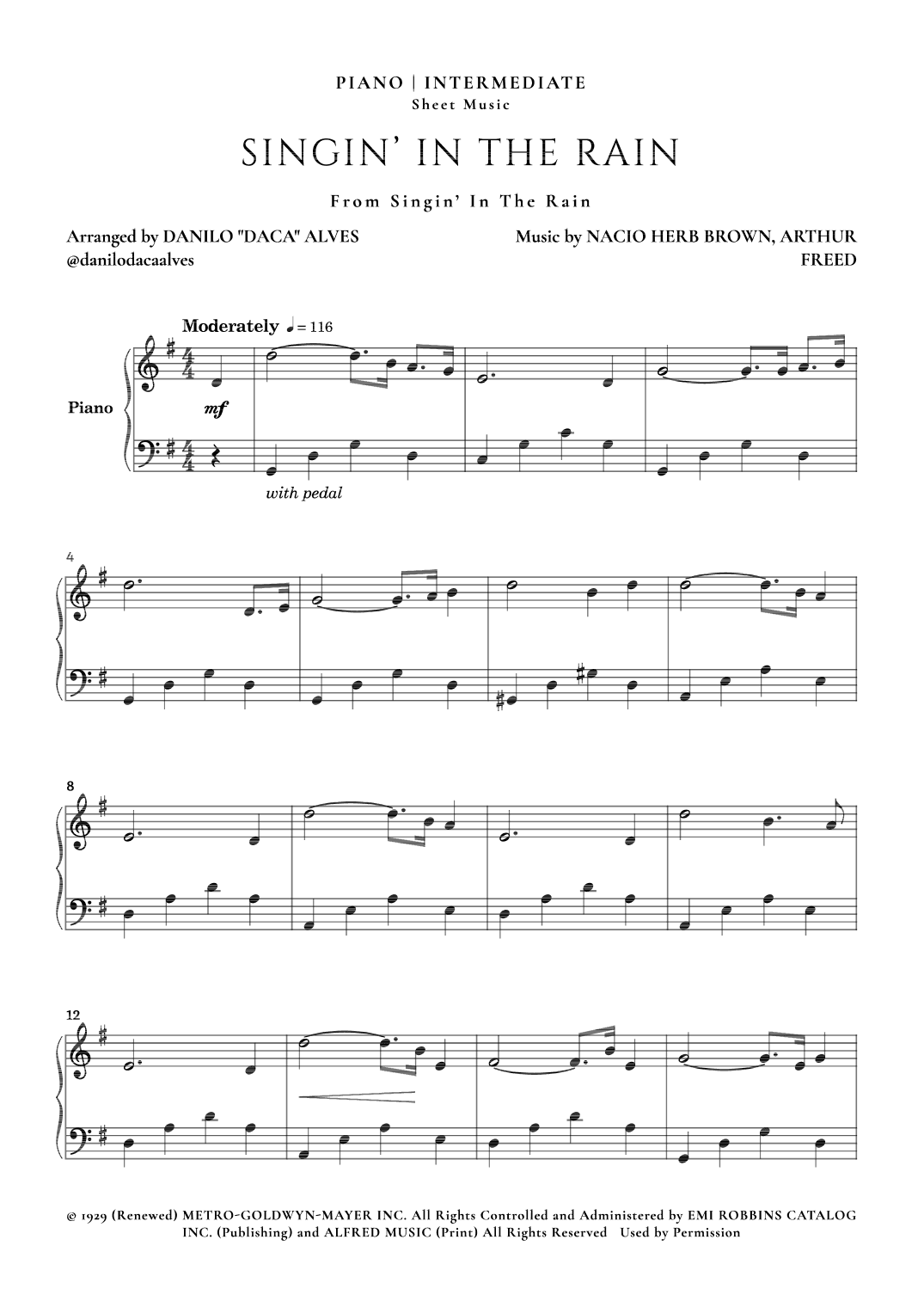 Singin' In The Rain (arr. Danilo "Daca" Alves)