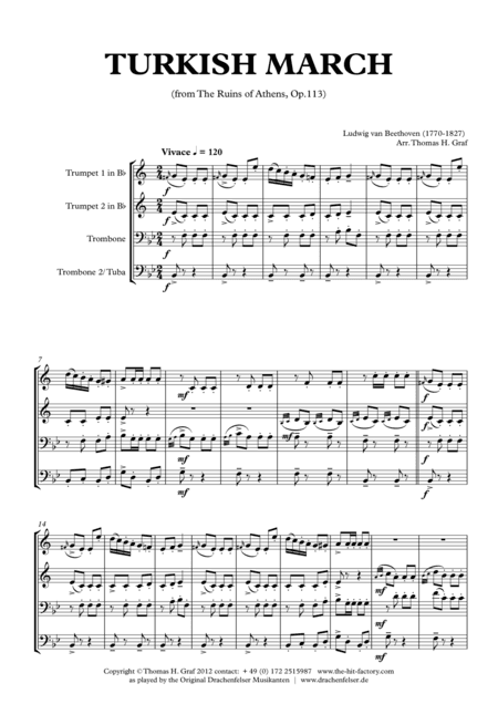 Turkish March - Beethoven - Brass Quartet (arr. Thomas H. Graf)