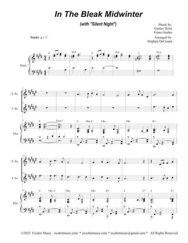 In The Bleak Midwinter (with "Silent Night") (Duet for Soprano and Tenor Saxophone) (arr. Stephen DeCesare)