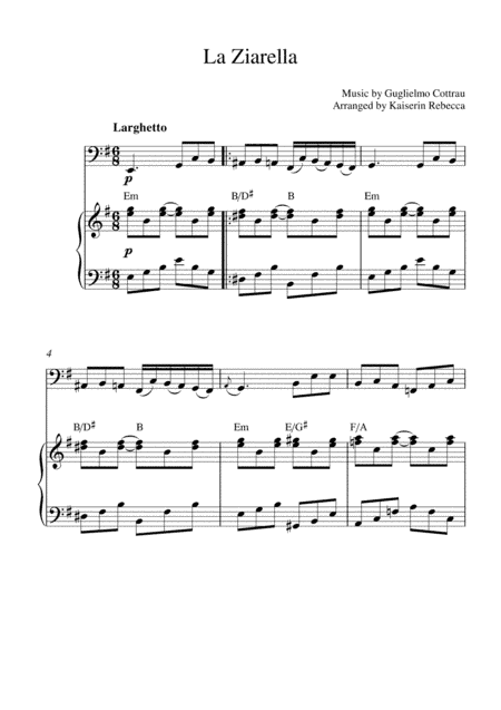 La Ziarella (cello solo and piano accompaniment) (arr. Kaiserin Rebecca)